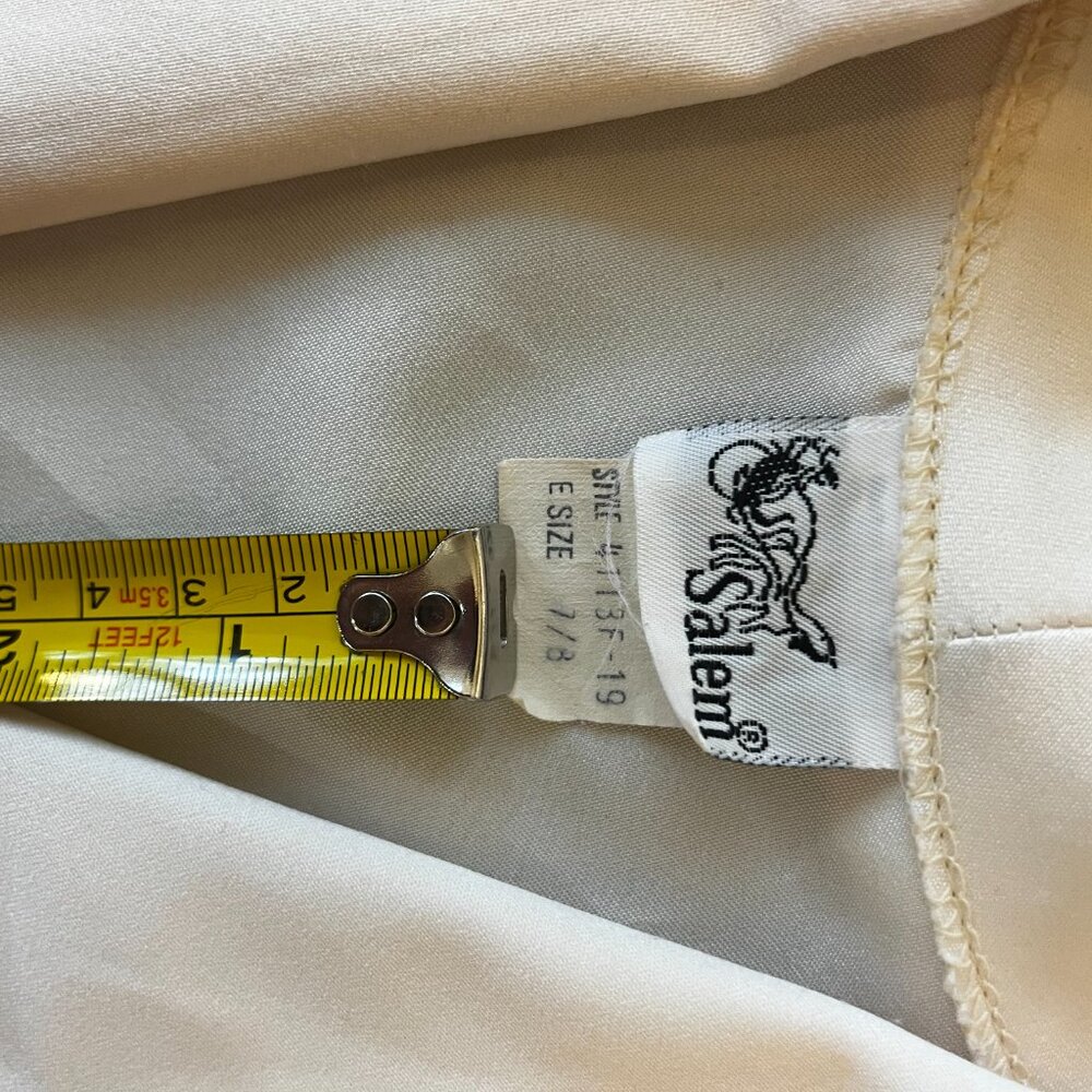 Vintage Salem Cream Satin Button Front Blouse Gold Buttons Womens 7/8 - Picture 3 of 7
